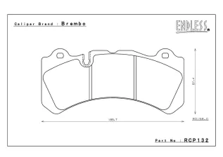 Тормозные колодки Endless RCP132X72  для Brembo® GT6 Callipers Wide Rotors (58mm pad depth) Brembo Pad # 07.9551.13 передние