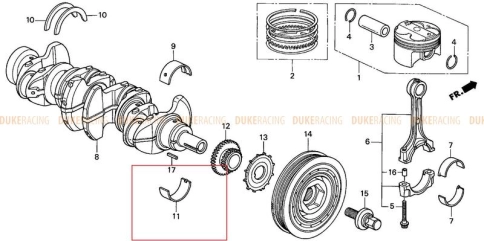 Вкладыш коренной нижний C (коричневый), Honda K20 фото 1