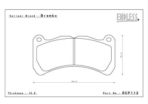 Тормозные колодки Endless RCP112 MX72 15,5 mm Lexus IS-F, Subaru GRB Spec C 6pot, предние фото 1
