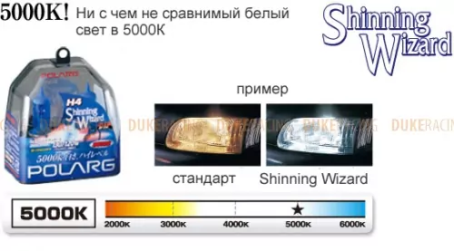 Лампы галогенные Polarg Shinning Wizard M-72 H3 12V 55W(100W) 5000K фото 2