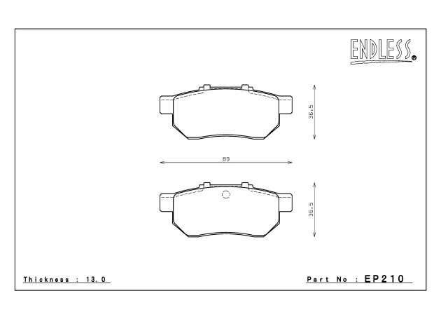 Тормозные колодки ENDLESS EP210 SSS Honda, Civic, Fit/Jazz, Integra задние фото 1