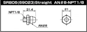 Фитинг адаптера топливного регулятора AN8, SARD фото 2