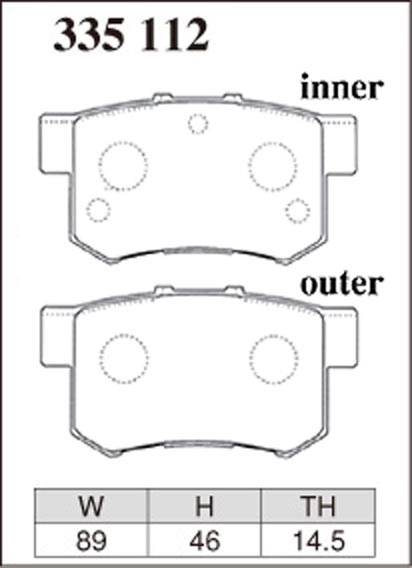 Тормозные колодки Dixcel EXTRA Speed ES-335112 Honda Accord CL1 CL7 CL9 Civic Type R EK9 Integra Type R DC2 DC5 DB8 FD2 CR-Z ZF1/2 S2000 задние фото 3