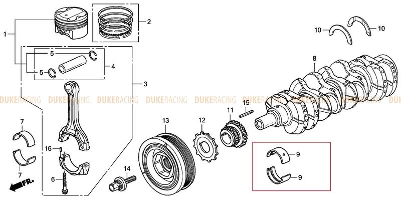 Вкладыш коренной F (розовый), Honda F20C фото 1