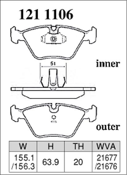 Тормозные колодки Dixcel Z-type Z 1211106 BMW Z4 E85/E86, X3 E83, 2.5i/3.0i, M3 E46, 525i/528i/535i E39, передние фото 7