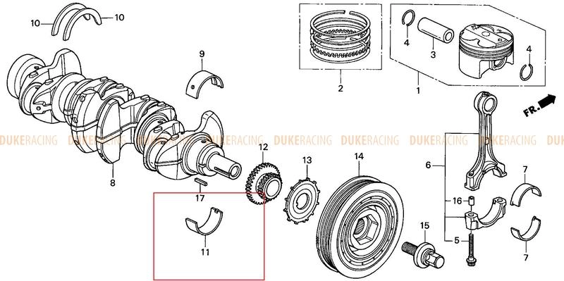 Вкладыш коренной нижний C (коричневый), Honda K20 фото 1