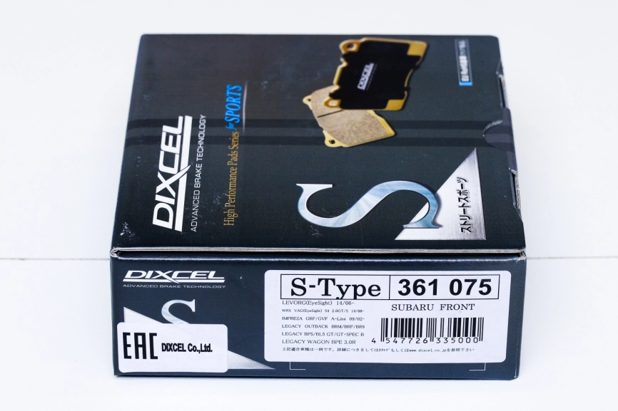 Тормозные  колодки Dixcel S type S-361075  Subaru WRX VAG Forester SJG Impreza GH/GR/GV Model Legacy Outback BP BR BS Legacy Sedan B4 Legacy Touring Wagon передние фото 1